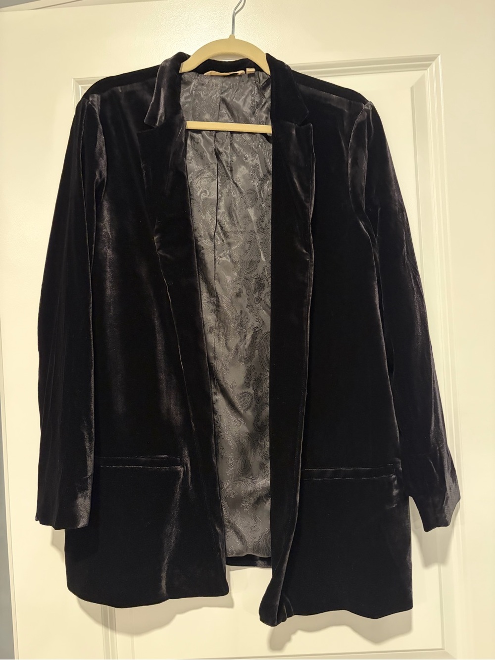Soft Surroundings Velvet Open-Front Blazer Jacket - Black